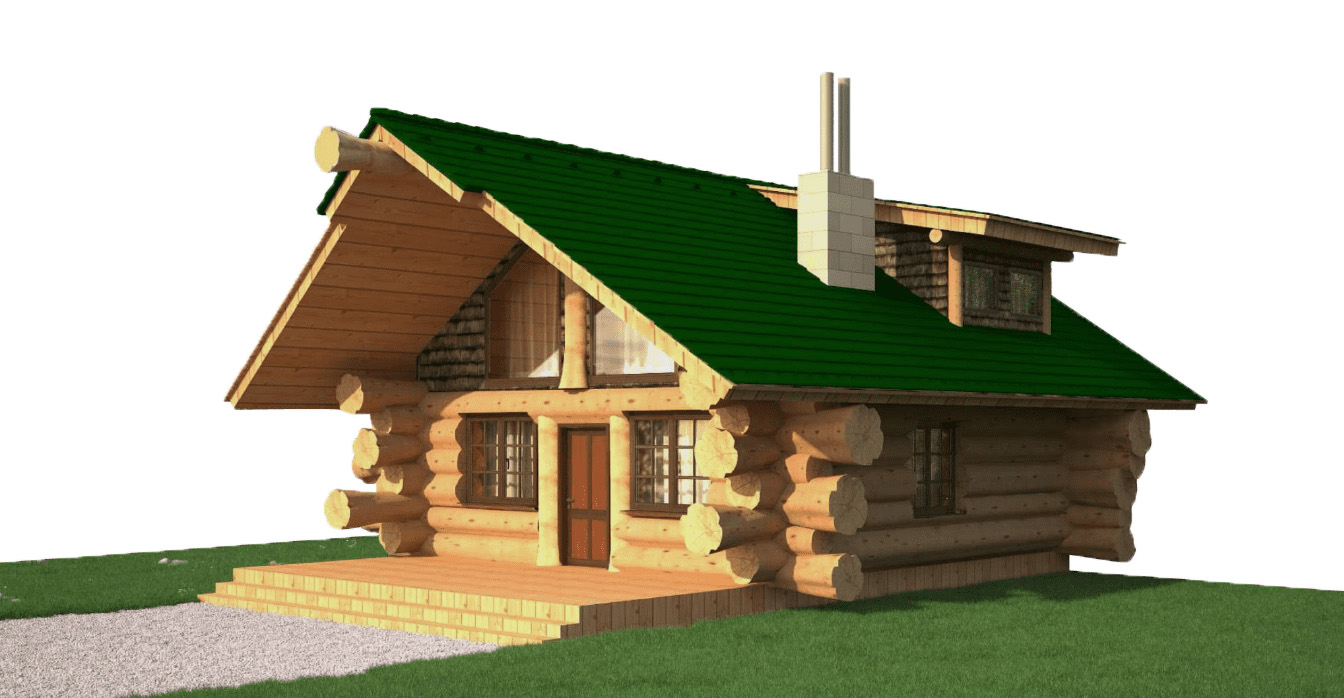 Фасад дома 2 из сруба LH-17
